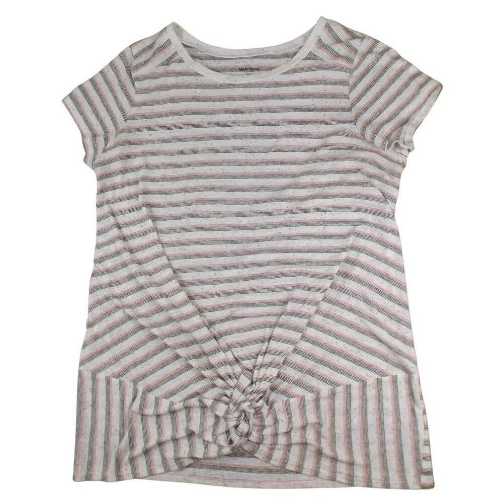 Motherhood Maternity Womens Knit Top Lightweight Grey Pink size L   JH943